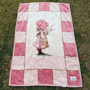 KOYO Sunbonnet Girl Flowers Minky Plush Toddler Blanket Pink 39x57 Soft READ